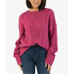 Kut From The Kloth Claudette Marled Pink Crewneck Sweater Large NWT Cozy
